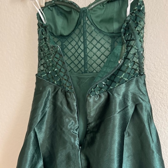 Going Glam Dark Green Sequin Bustier Skater Dress - Picture 7 of 7